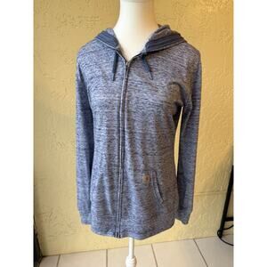 Carhartt Women’s Hoodie Large Blue Full Zip Roll Tab Sleeve Lightweight